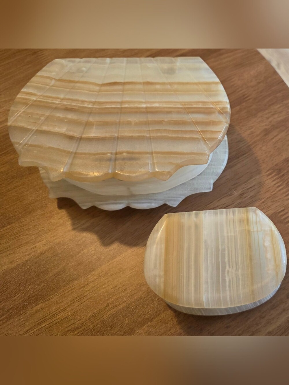 Striped Onyx Shell Trinket Boxes - Set of 2